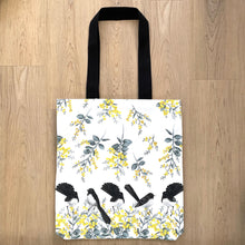 Load image into Gallery viewer, Willie Wagtail 5 Birds reusable bag Silken Twine Tote Bag