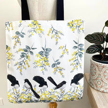 Load image into Gallery viewer, Willie Wagtail 5 Birds reusable bag Silken Twine Tote Bag