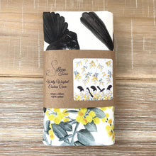 Load image into Gallery viewer, Willie Wagtail and Wattles Cushion Cover 5 birds Cotton Drill Silken Twine Cushion Cover