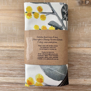 Willie Wagtail and Wattles Cushion Cover single bird Cotton Drill Silken Twine Cushion Cover