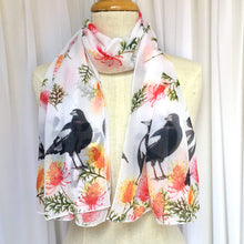 Load image into Gallery viewer, Australian Magpies Scarf Silken Twine Scarf