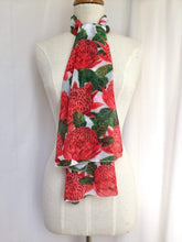 Load image into Gallery viewer, Australian Waratah Flower Scarf Silken Twine Scarf