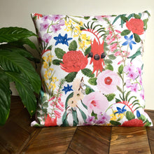 Load image into Gallery viewer, Floral Emblems Cushion Cover Cotton Drill Silken Twine Cushion Cover