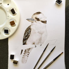 Load image into Gallery viewer, Kookaburra 5 birds Cushion Cover Cotton Drill Silken Twine Cushion Cover