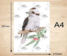 Load image into Gallery viewer, Kookaburra Art Print Front Silken Twine Art Print
