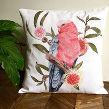 Load image into Gallery viewer, Pink and Grey Galah Cushion Cover Cotton Drill Silken Twine Cushion Cover