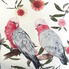 Load image into Gallery viewer, Pink and Grey Galah's Cushion Cover Cotton Drill Silken Twine Cushion Cover