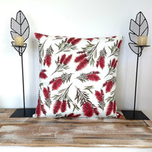 Load image into Gallery viewer, Red Bottlebrush Cushion Cover Cotton Drill Silken Twine Cushion Cover
