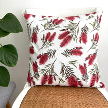 Load image into Gallery viewer, Red Bottlebrush Cushion Cover Cotton Drill Silken Twine Cushion Cover
