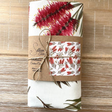 Load image into Gallery viewer, Red Bottlebrush Cushion Cover Cotton Drill Silken Twine Cushion Cover