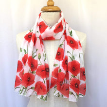 Load image into Gallery viewer, Red Poppy Flower Scarf Silken Twine Scarf