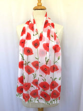 Load image into Gallery viewer, Red Poppy Flower Scarf Silken Twine Scarf