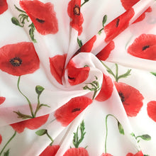 Load image into Gallery viewer, Red Poppy Flower Scarf Silken Twine Scarf