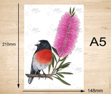 Load image into Gallery viewer, Scarlet Robin Art Print Left Silken Twine Art Print