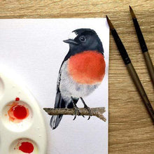 Load image into Gallery viewer, Scarlet Robin Art Print Left Silken Twine Art Print