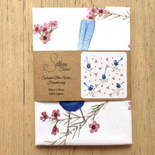 Load image into Gallery viewer, Single Blue Wren Handkerchief 5 birds Silken Twine Handkerchief