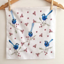 Load image into Gallery viewer, Single Blue Wren Handkerchief 5 birds Silken Twine Handkerchief