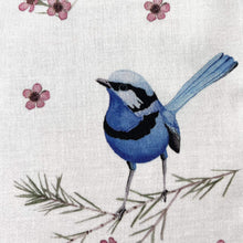 Load image into Gallery viewer, Single Blue Wren Handkerchief 5 birds Silken Twine Handkerchief