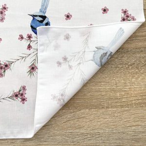 Single Blue Wren Handkerchief 5 birds Silken Twine Handkerchief