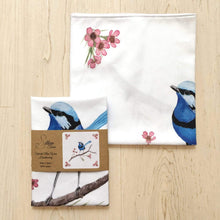 Load image into Gallery viewer, Single Blue Wren Handkerchief Large Bird Silken Twine Handkerchief