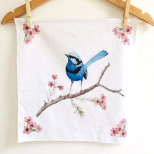 Load image into Gallery viewer, Single Blue Wren Handkerchief Large Bird Silken Twine Handkerchief