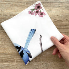 Load image into Gallery viewer, Single Blue Wren Handkerchief Large Bird Silken Twine Handkerchief