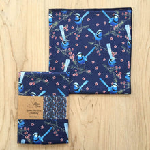 Load image into Gallery viewer, Single Blue Wren Mini's Handkerchief Navy Silken Twine Handkerchief