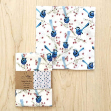 Load image into Gallery viewer, Single Blue Wren Mini's Handkerchief White Silken Twine Handkerchief