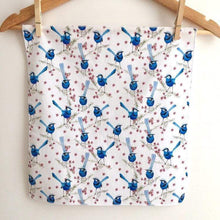 Load image into Gallery viewer, Single Blue Wren Mini's Handkerchief White Silken Twine Handkerchief