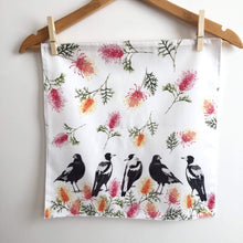 Load image into Gallery viewer, Single Magpie Handkerchief 5 Birds Silken Twine Handkerchief