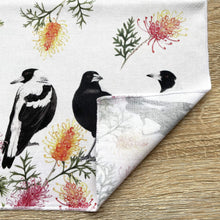 Load image into Gallery viewer, Single Magpie Handkerchief 5 Birds Silken Twine Handkerchief