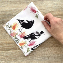 Load image into Gallery viewer, Single Magpie Handkerchief 5 Birds Silken Twine Handkerchief
