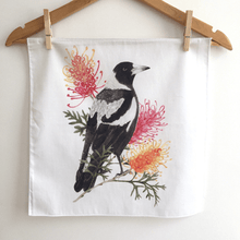 Load image into Gallery viewer, Single Magpie Large Bird Silken Twine Handkerchief