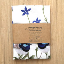 Load image into Gallery viewer, Single Superb Fairy Wren with Blue Bell Flowers Silken Twine Handkerchief