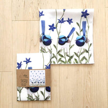 Load image into Gallery viewer, Single Superb Fairy Wren with Blue Bell Flowers Silken Twine Handkerchief