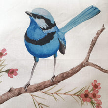 Load image into Gallery viewer, Splendid Blue Wren Cushion Cover Cotton Drill