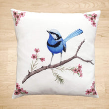 Load image into Gallery viewer, Splendid Blue Wren Cushion Cover Cotton Drill