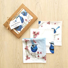 Load image into Gallery viewer, Splendid Blue Wren Handkerchief 3 pack Silken Twine Handkerchief