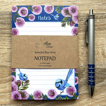 Load image into Gallery viewer, Splendid Blue Wren Note Pad Silken Twine