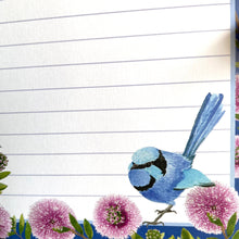 Load image into Gallery viewer, Splendid Blue Wren Note Pad Silken Twine