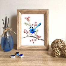 Load image into Gallery viewer, Splendid Blue Wren Prints set of 3 Silken Twine Art Print