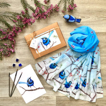 Load image into Gallery viewer, Splendid Blue Wren Scarf Silken Twine Scarf