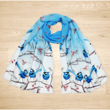 Load image into Gallery viewer, Splendid Blue Wren Scarf Silken Twine Scarf