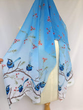 Load image into Gallery viewer, Splendid Blue Wren Scarf Silken Twine Scarf