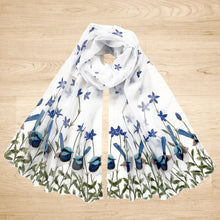 Load image into Gallery viewer, Superb Fairy Wren with Royal Bluebells Silken Twine Scarf