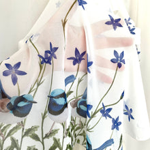 Load image into Gallery viewer, Superb Fairy Wren with Royal Bluebells Silken Twine Scarf