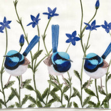 Load image into Gallery viewer, Superb Fairy Wren with Royal Bluebells Silken Twine Scarf