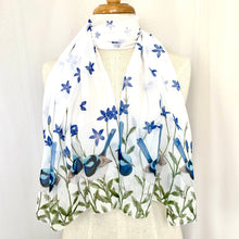 Load image into Gallery viewer, Superb Fairy Wren with Royal Bluebells Silken Twine Scarf