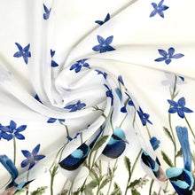 Load image into Gallery viewer, Superb Fairy Wren with Royal Bluebells Silken Twine Scarf
