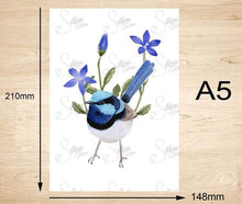 Load image into Gallery viewer, Superb Wren Art Prints set of 3 Silken Twine Art Print